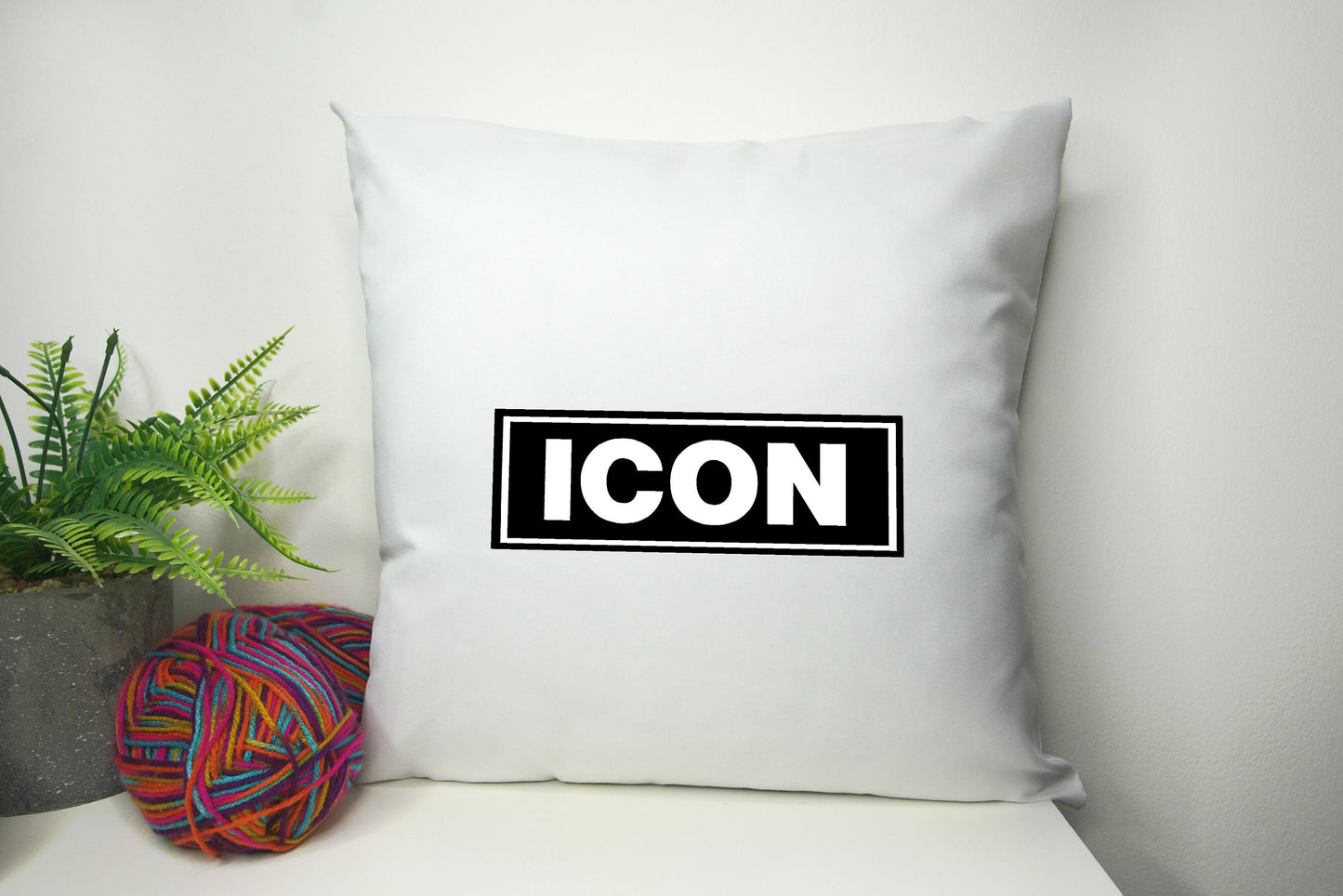 ICON Cushion Cover 40cm by 40cm - No filling - Home Decor man cave office bedroom living room Pillowcase - Black and white - Festival Merch