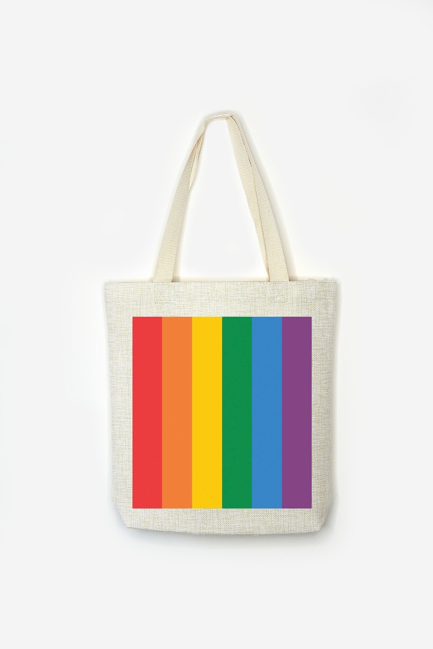 Rainbow Flag Tote Bag - Premium Linen Cotton Canvas - Pride Flag LGBT Gay Lesbian Bi Transgender - Festival Merch