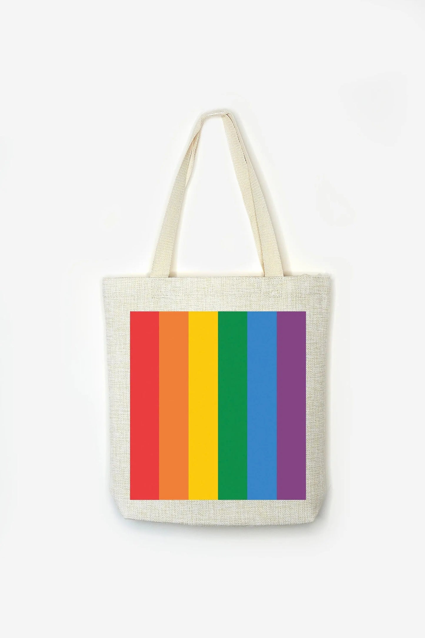 Rainbow Flag Tote Bag - Premium Linen Cotton Canvas - Pride Flag LGBT Gay Lesbian Bi Transgender - Festival Merch
