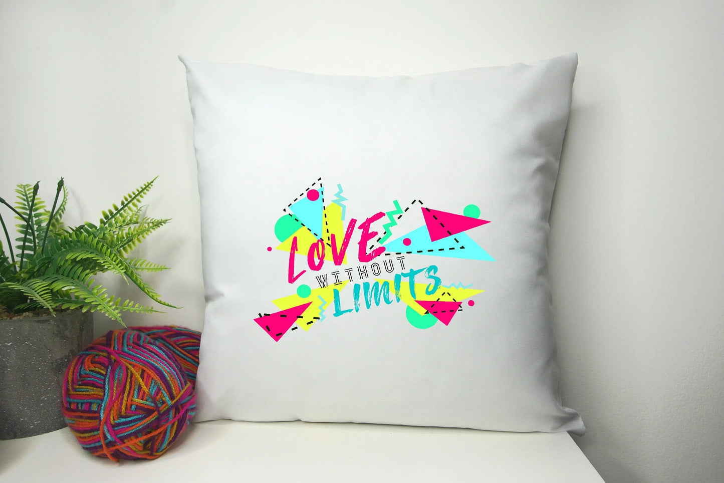 Love is love Cushion Cover 40cm by 40cm - No filling - pride rainbow 80s Memphis art retro abstract funky 70s Pillowcase - Festival Merch