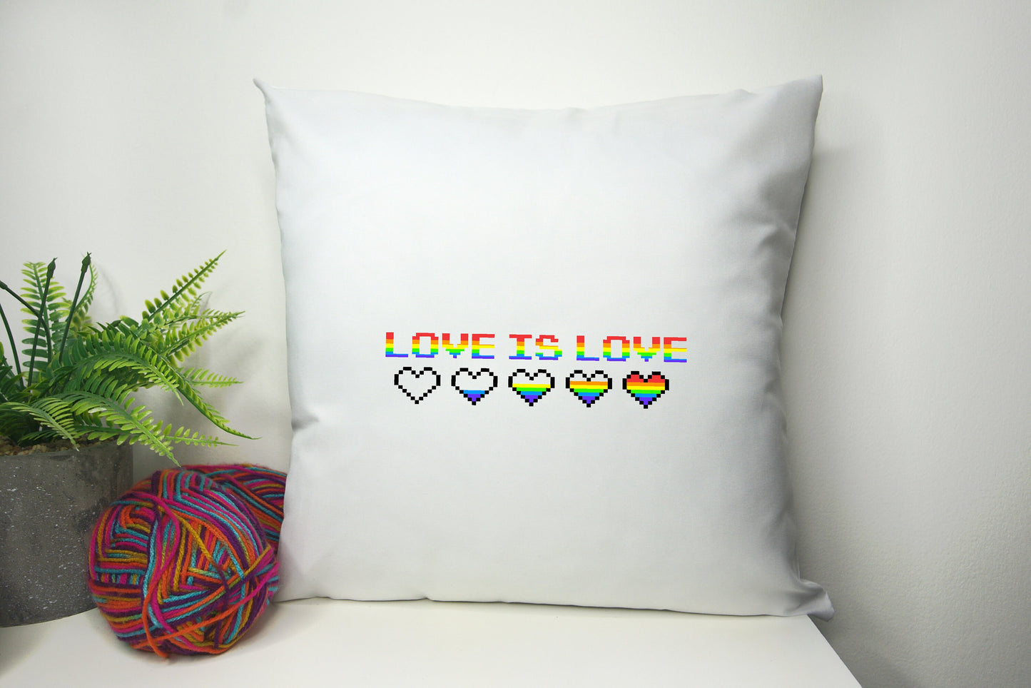 Gaymer Heart Pillow - Cushion Cover 40cm by 40cm - No filling - Gamer Rainbow Pride Flag Love is Love Pillowcase - Festival Merch