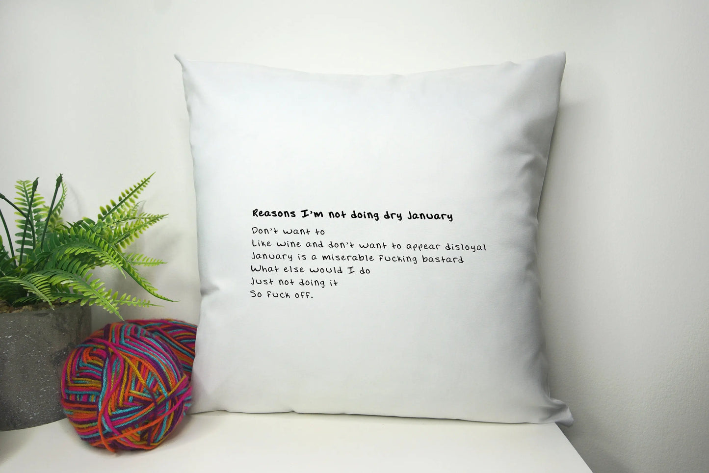 Dry January to do list New years resolution gift Cushion Cover 40cm by 40cm Polyester - No filling - office Pillowcase - Festival Merch