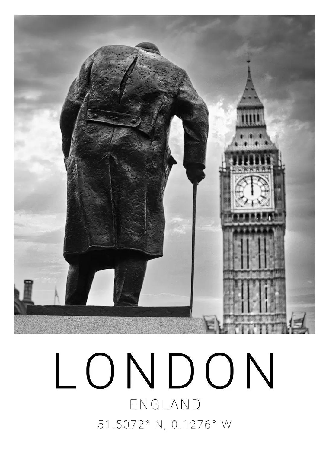 London Premium Travel Prints View of London - Wall hangings home decor Art - Black and white - A4 A3 A2 - Festival Merch