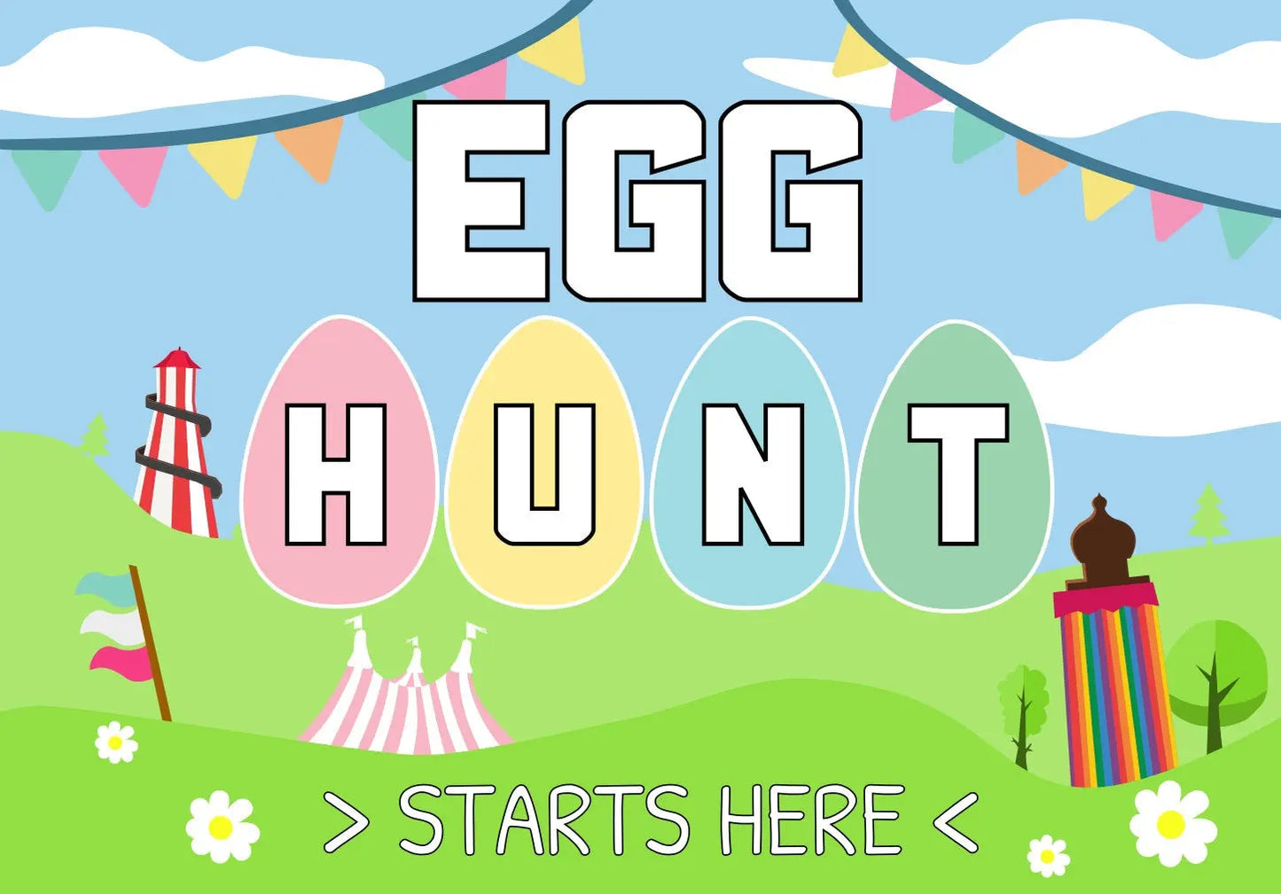 Easter Egg Hunt Metal Sign (Indoor/Outdoor use) - Kids parties Fun bunny Sunday Easter weekend children sign happy easter - Festival Merch