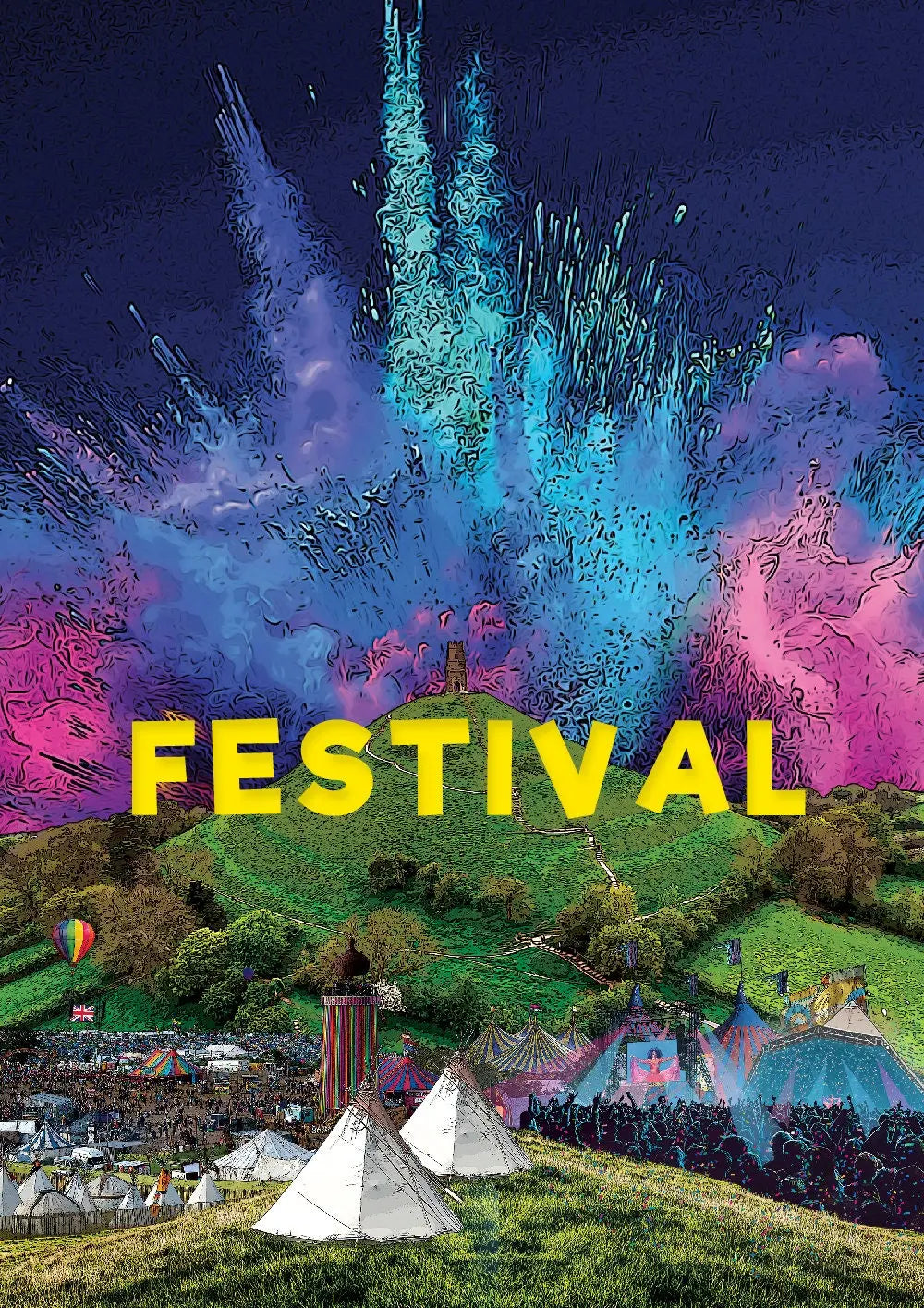 Personalisable Art - Premium Glastonbury Festival Print (Unofficial) - A4 A3 A2 - Inspired Glasto Music Poster - Festival Merch