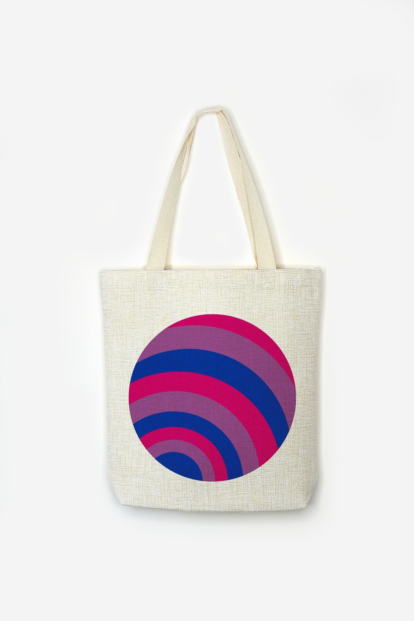 Bi Flag Tote Bag - Premium Linen Cotton Canvas - Subtle Pride Flag LGBT Bisexual - Festival Merch