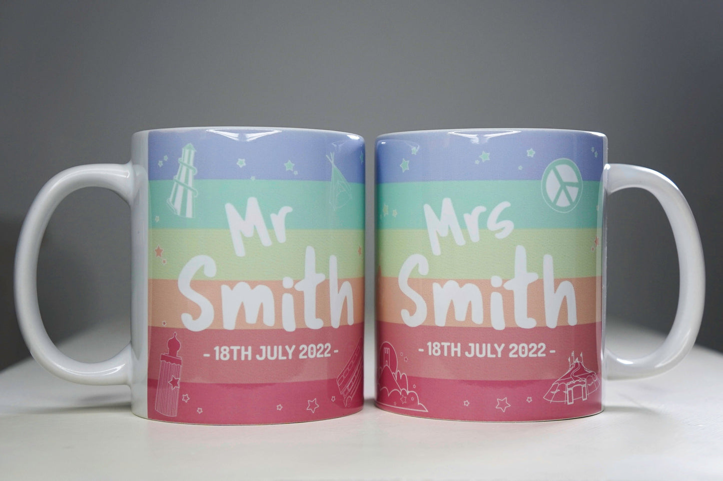 Personalised Wedding Mug - Mr & Mrs - Mr and Mr - Mrs and Mrs - Just married Gift Idea - Festival Wedding anniversary Gift gay marriage lgbt