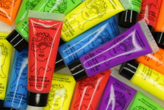 Vibrant UV face paint - Set of 6 Colours - Neon face and body paint - Pride Paint Festival Paint Rave Paint UV Reactive Halloween rainbow