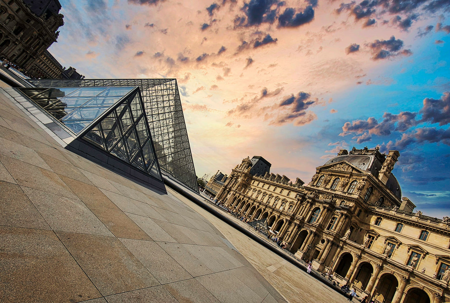 The Louvre Paris Travel Print - Night Sky Eiffle Tower France at night - Office Home Decor - A4 A3 A2 - Festival Merch