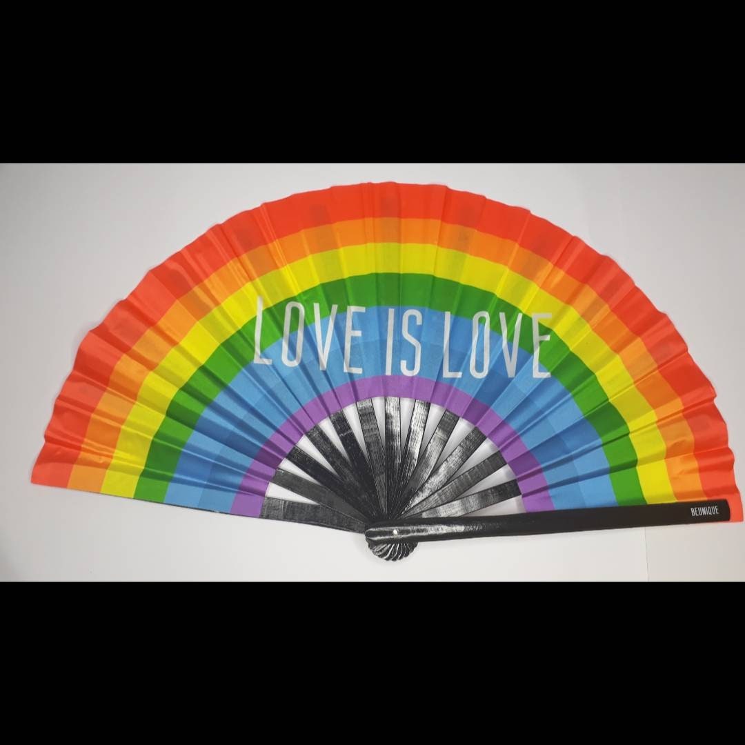 Clack Fan Pride Flag Fan - Giant LGBTQ+ Rainbow Flag Fan - High Quality Rainbow Fan - Great for Pride -  Manchester London pride