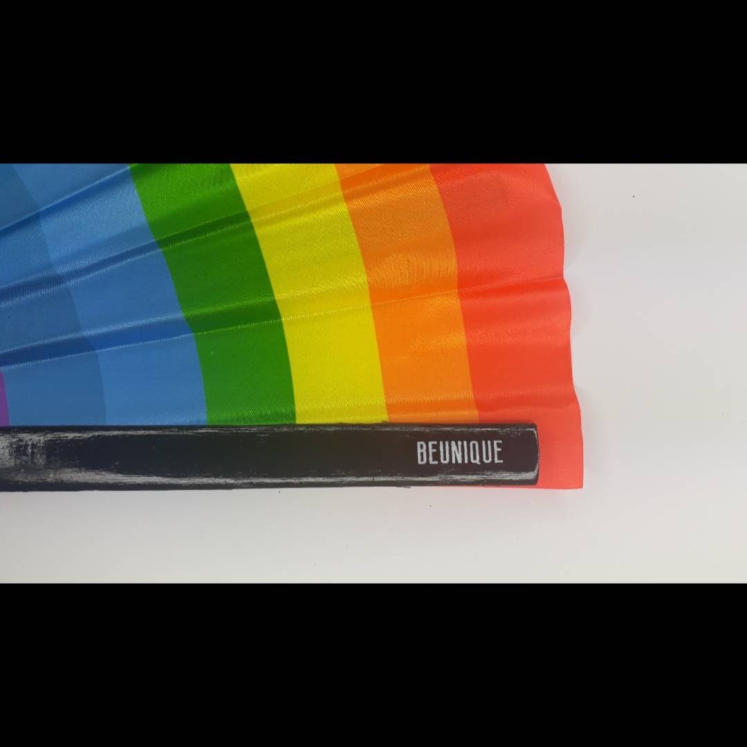 Clack Fan Pride Flag Fan - Giant LGBTQ+ Rainbow Flag Fan - High Quality Rainbow Fan - Great for Pride -  Manchester London pride