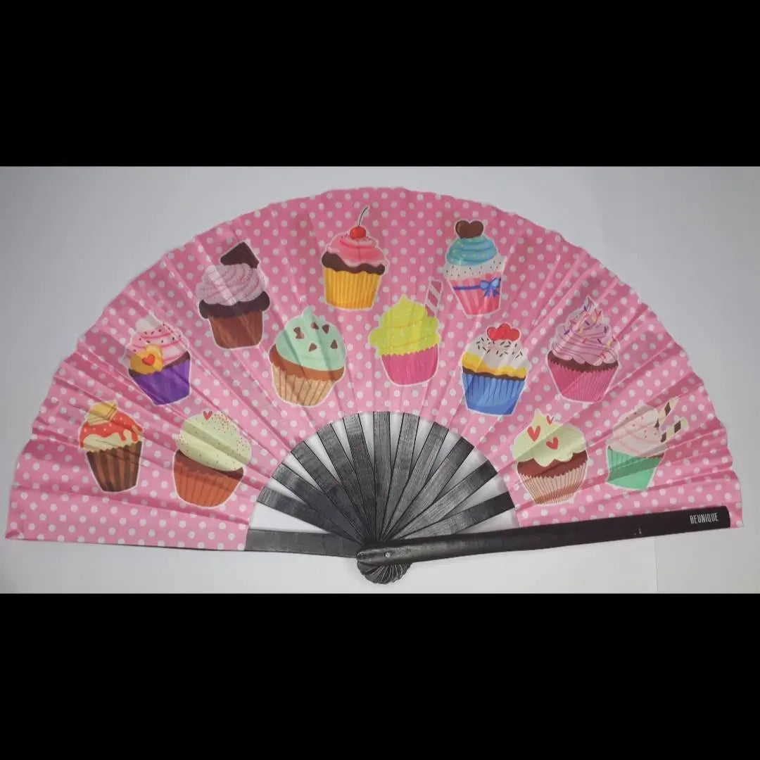 Fairy Cake Clack Fan - Giant Hand Fan 25" - Gift for Baker - GBBO Great British Bake off - Cup Cake anime manga Japanese cupcake