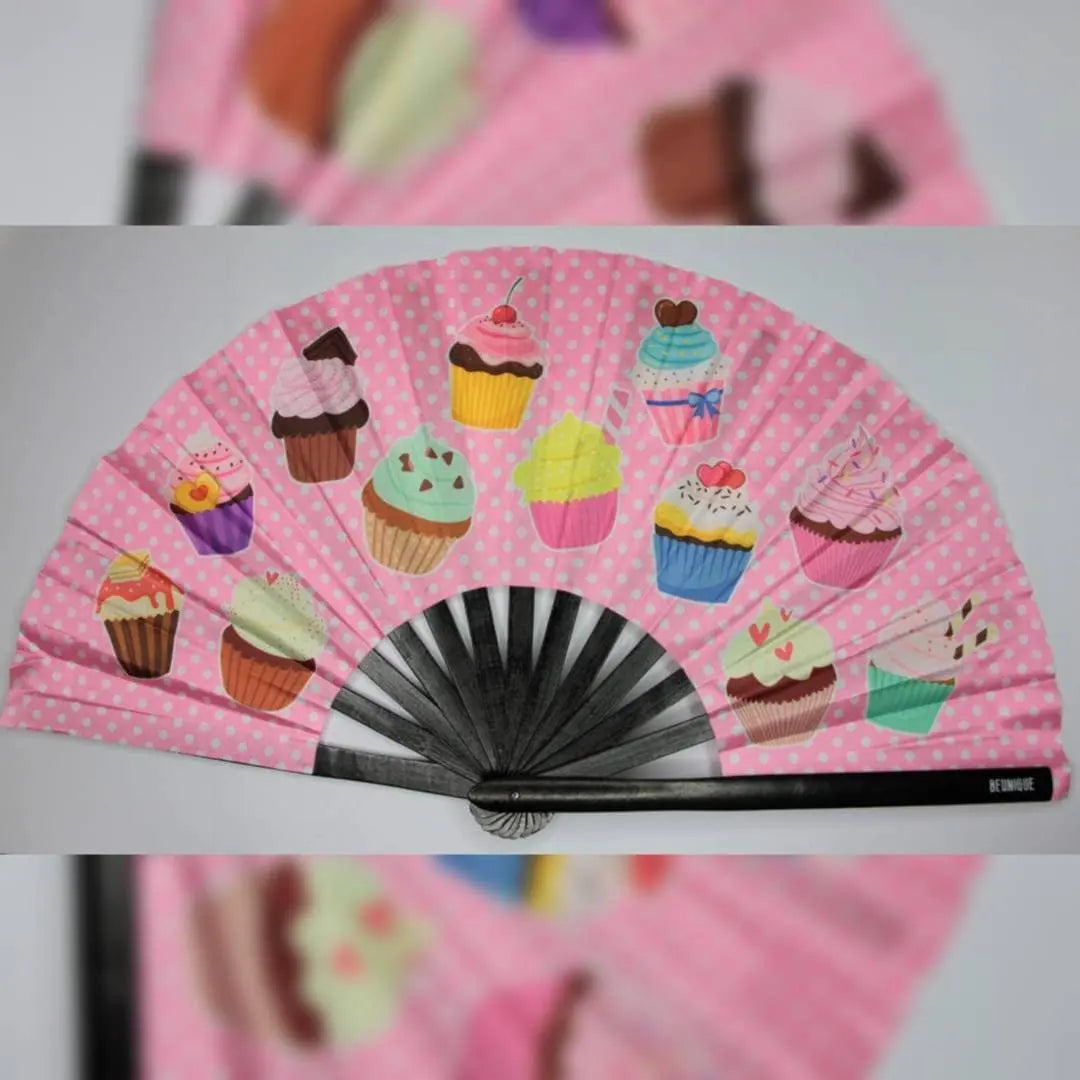 Fairy Cake Clack Fan - Giant Hand Fan 25" - Gift for Baker - GBBO Great British Bake off - Cup Cake anime manga Japanese cupcake