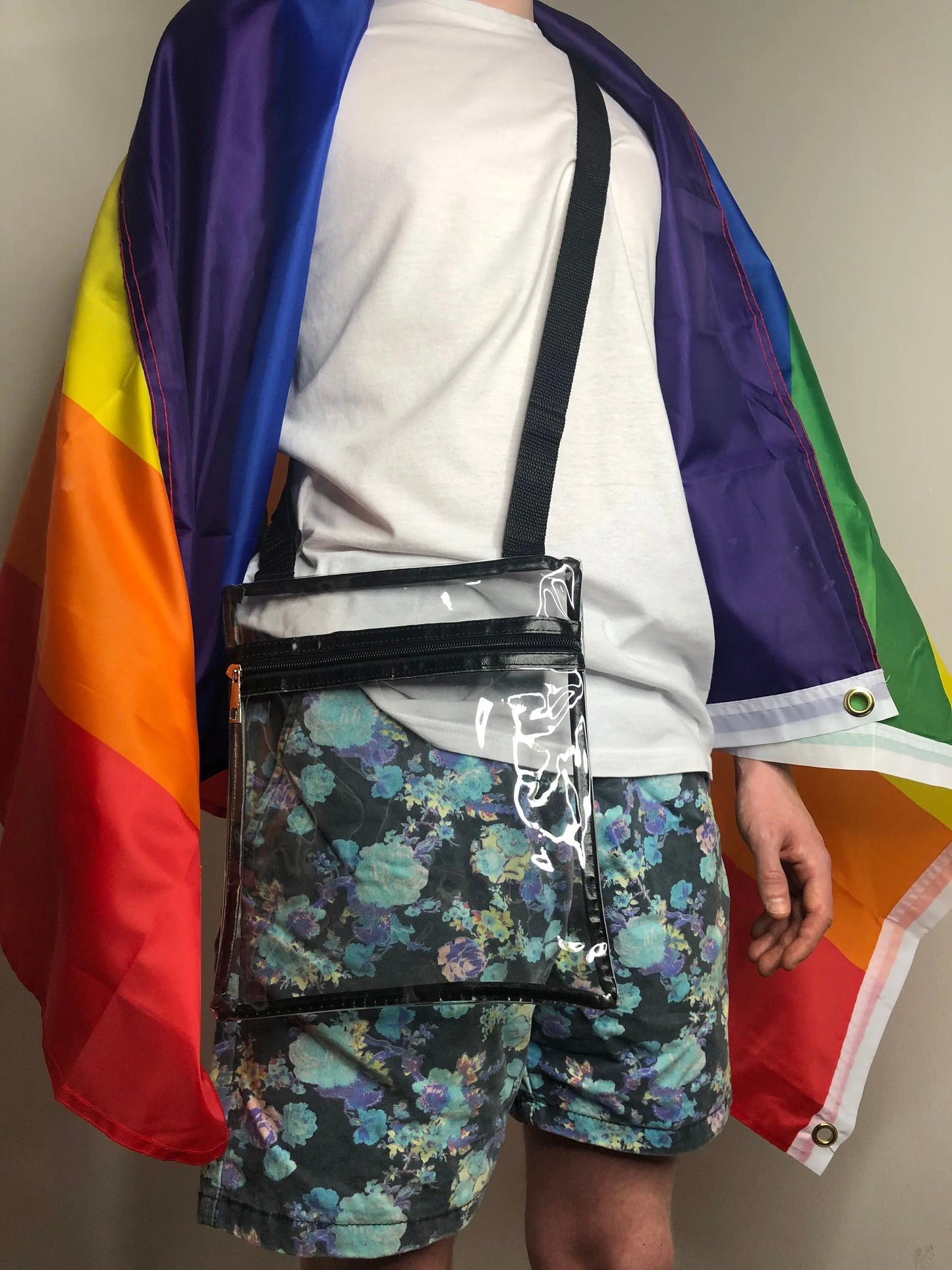 Large clear PVC Crossbody bag - Transparent bag - festival bag shoulder Pride bag sport event music concert stadium party arena tour clear