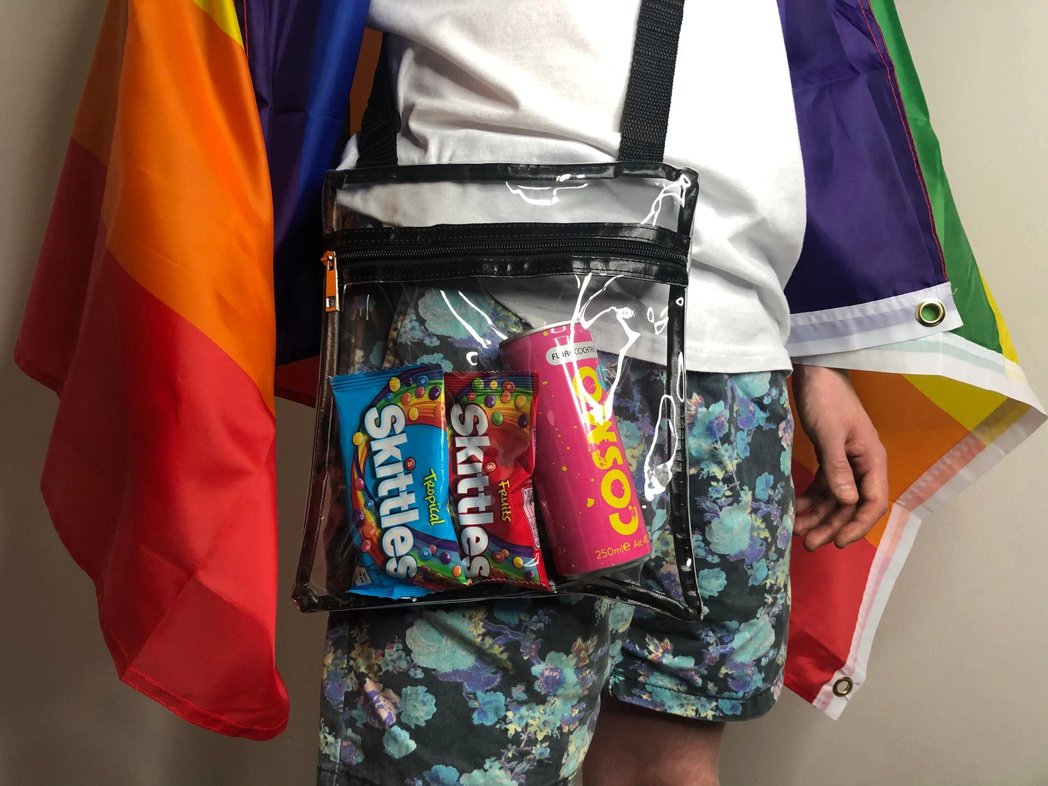 Large clear PVC Crossbody bag - Transparent bag - festival bag shoulder Pride bag sport event music concert stadium party arena tour clear