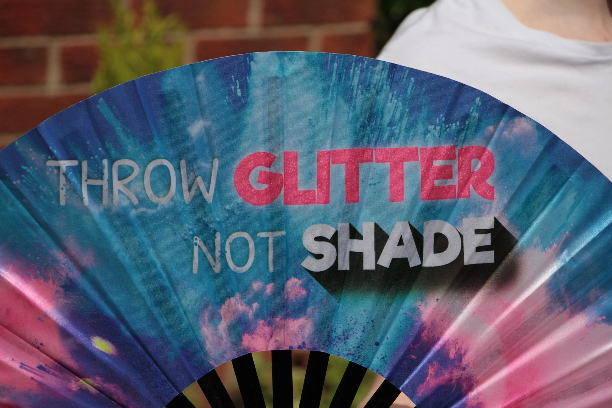 Large Clack Fan - Throw glitter not shade - perfect for a holiday, rave, festival - Rupaul's Drag Race inspired Large Hand Fan