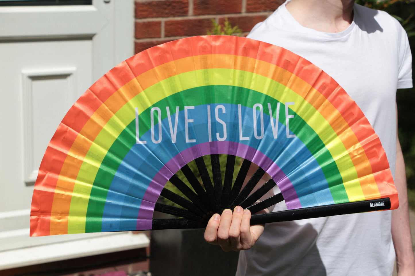 Clack Fan Pride Flag Fan - Giant LGBTQ+ Rainbow Flag Fan - High Quality Rainbow Fan - Great for Pride -  Manchester London pride