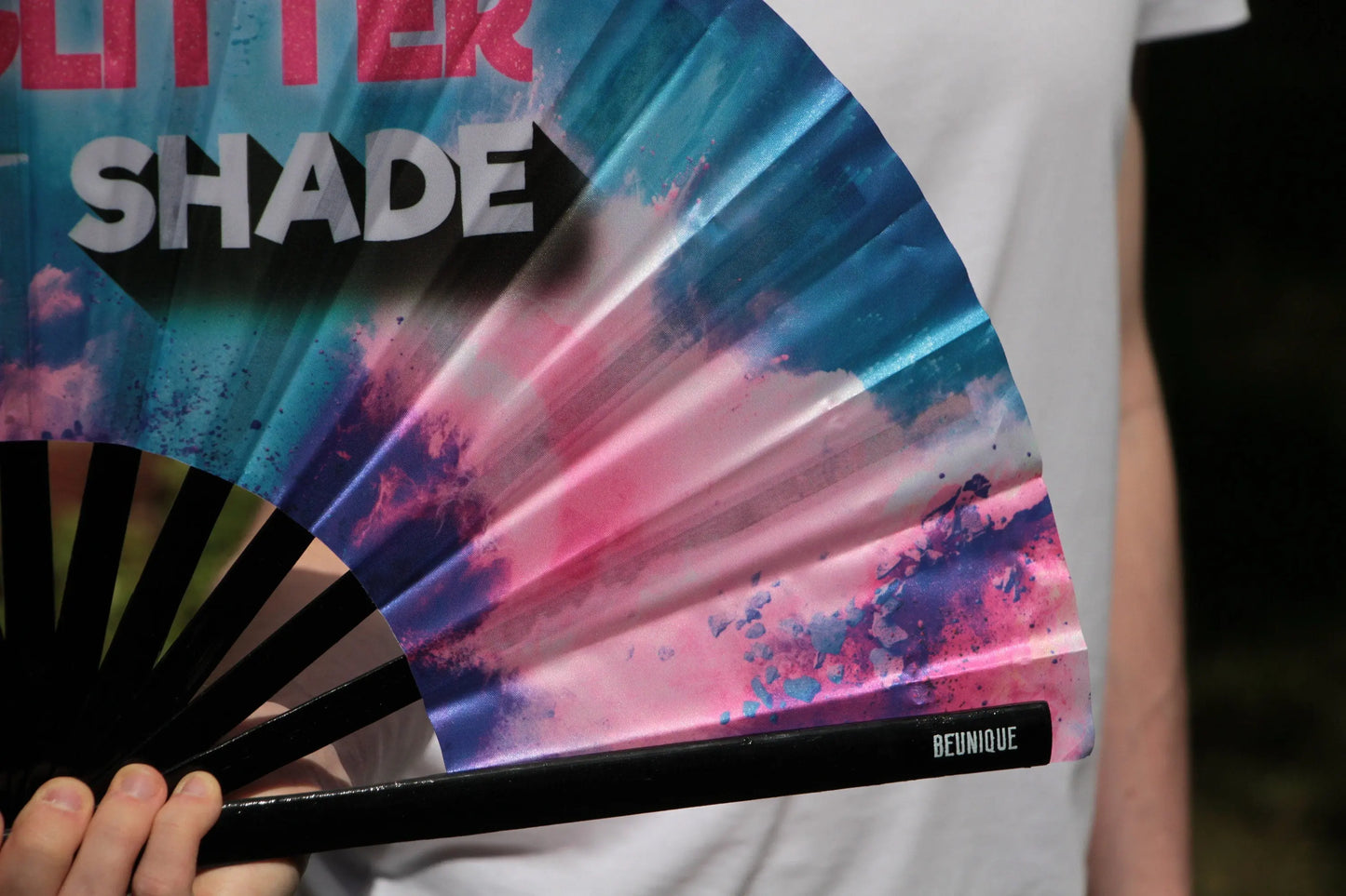 Large Clack Fan - Throw glitter not shade - perfect for a holiday, rave, festival - Rupaul's Drag Race inspired Large Hand Fan