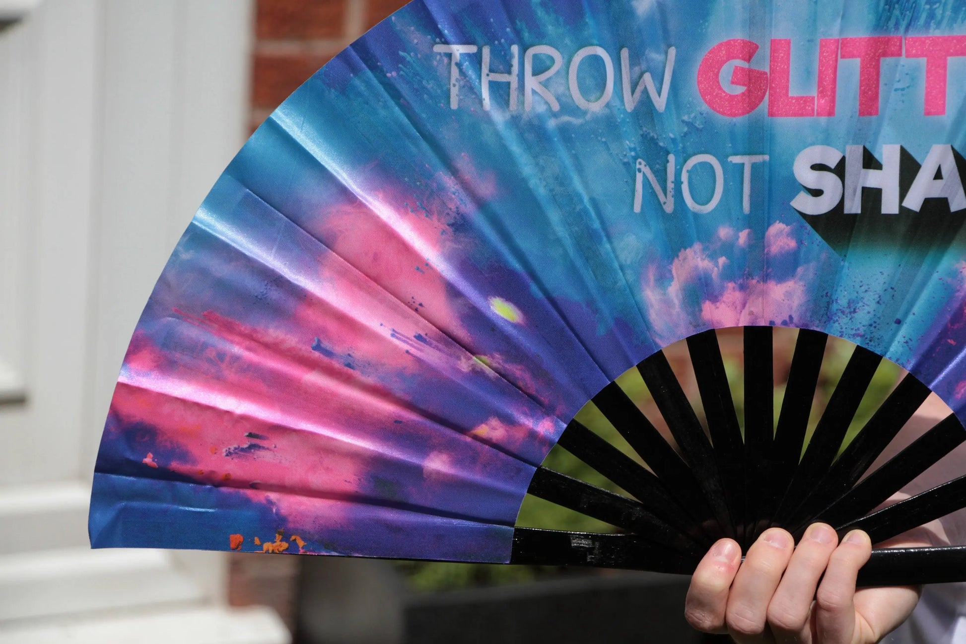 Large Clack Fan - Throw glitter not shade - perfect for a holiday, rave, festival - Rupaul's Drag Race inspired Large Hand Fan