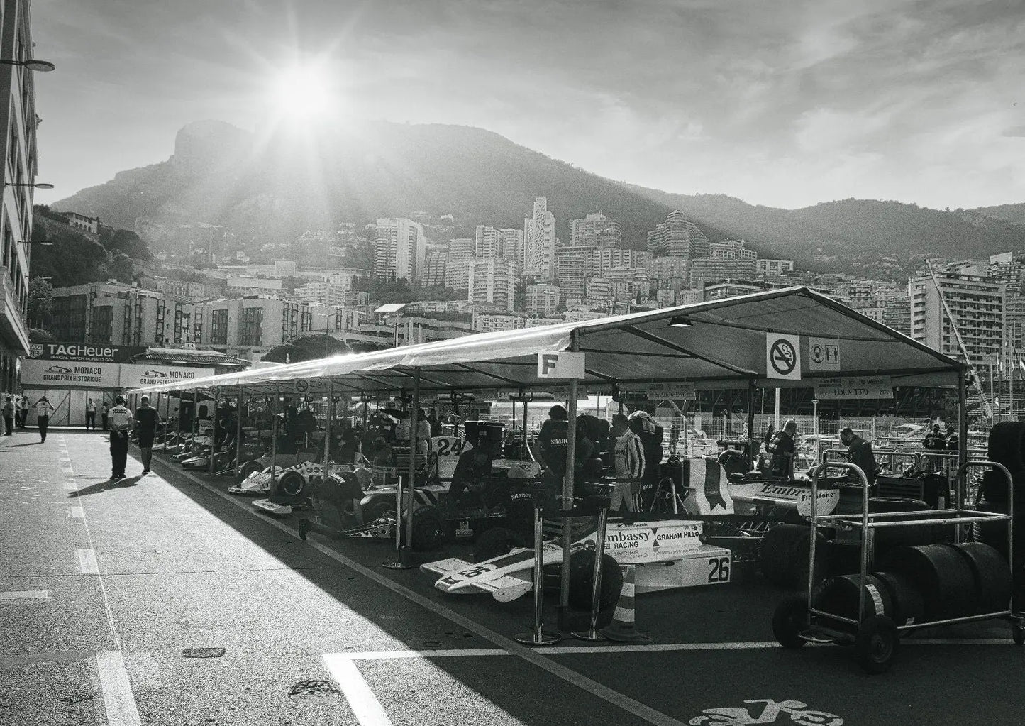 Monaco Pit Lane Print - Monaco Poster - Grand Prix Historique - Black and White Photograph - office home decor - A4 A3 A2 - Festival Merch