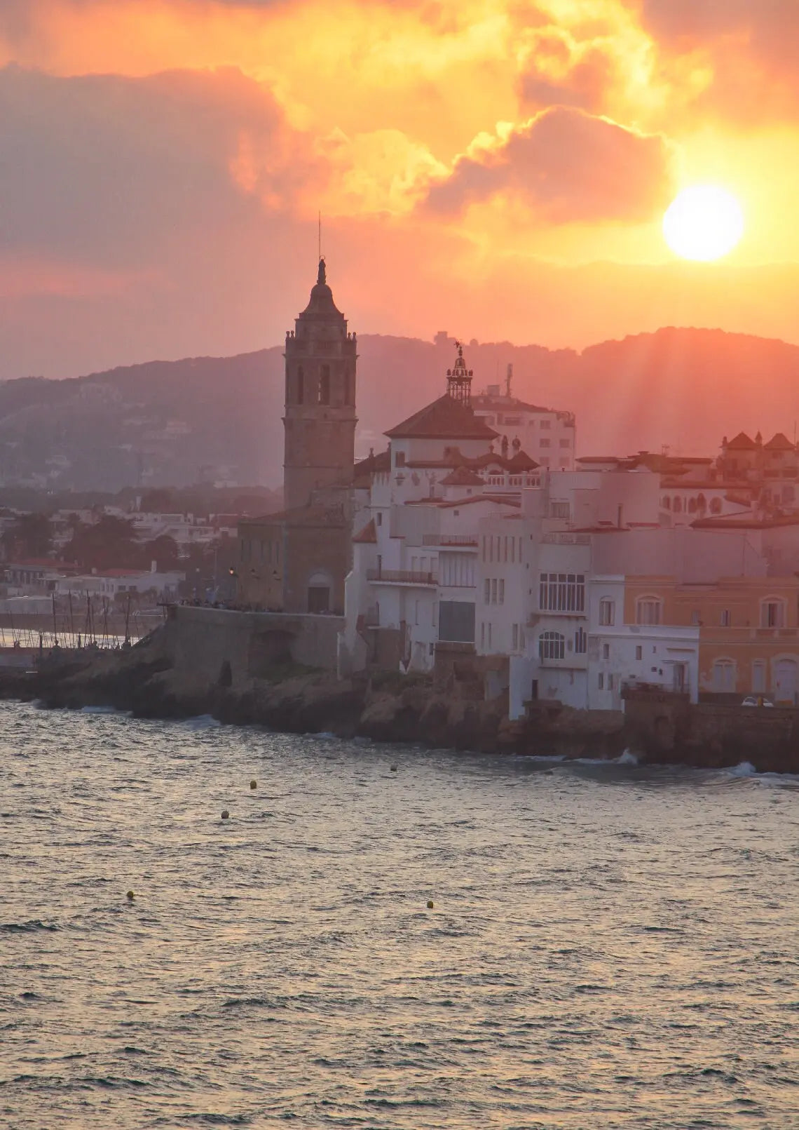 Sunset in Sitges Spain Photograph - Living room office home decor Print - A4 A3 A2 - Festival Merch