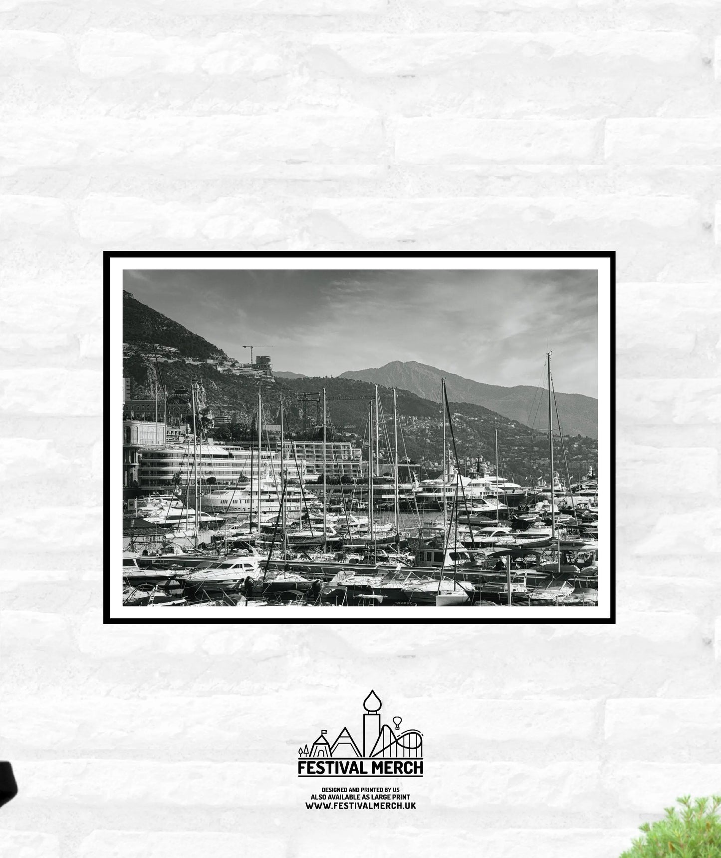 Monaco Harbour Print - Grand Prix Historique - Monaco Poster - Black and White - office home decor - A4 A3 A2 - Festival Merch