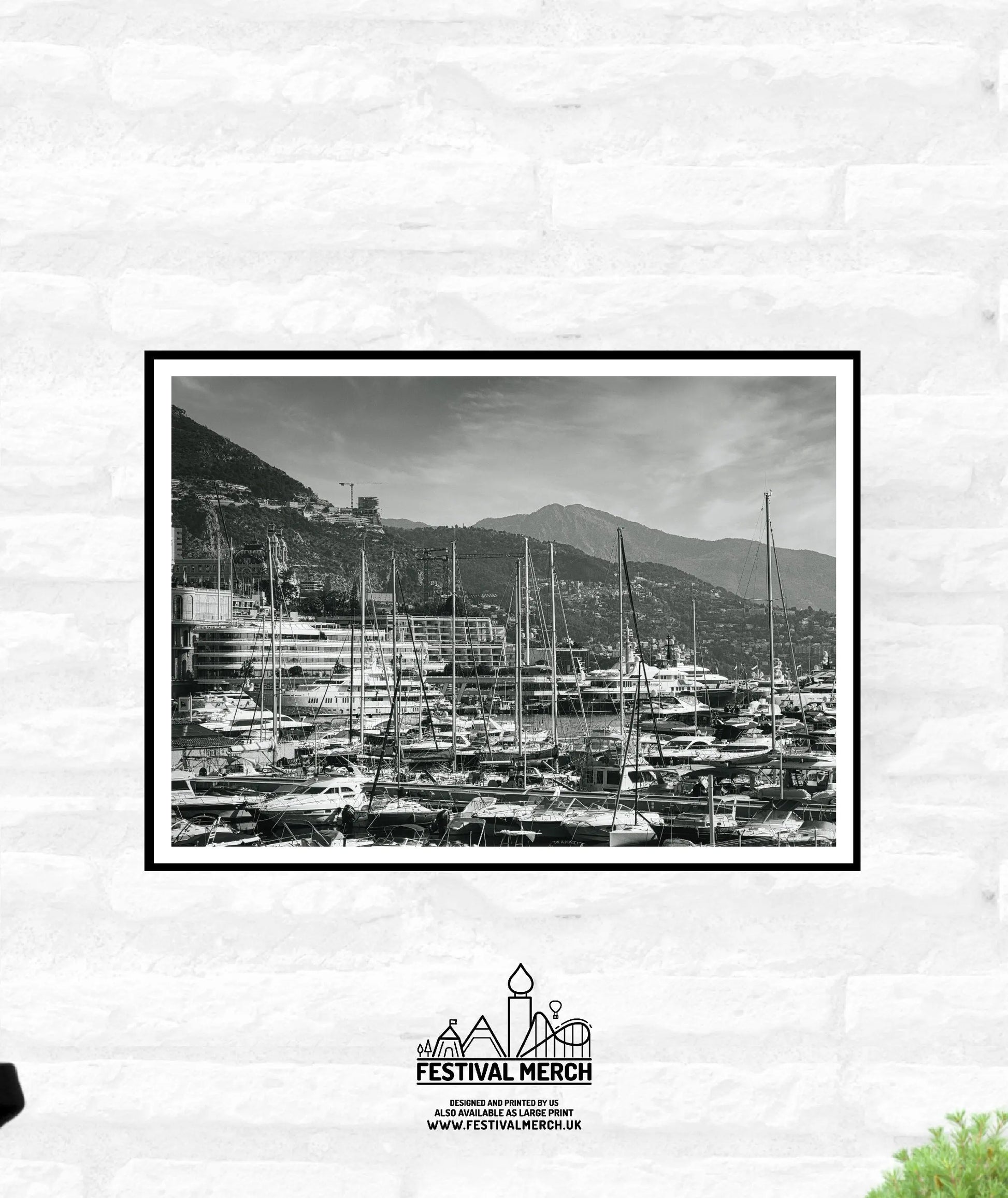 Monaco Harbour Print - Grand Prix Historique - Monaco Poster - Black and White - office home decor - A4 A3 A2 - Festival Merch
