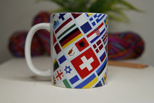 Eurovision Song Contest Party Mug  - European Flag Cup Music - 11oz song contest cup - Unofficial  - Music Gift - Festival Merch