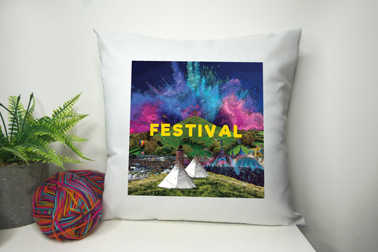 Music Festival Cushion Cover 40cm by 40cm Polyester - No filling - inspired Pillowcase - Festival Merch