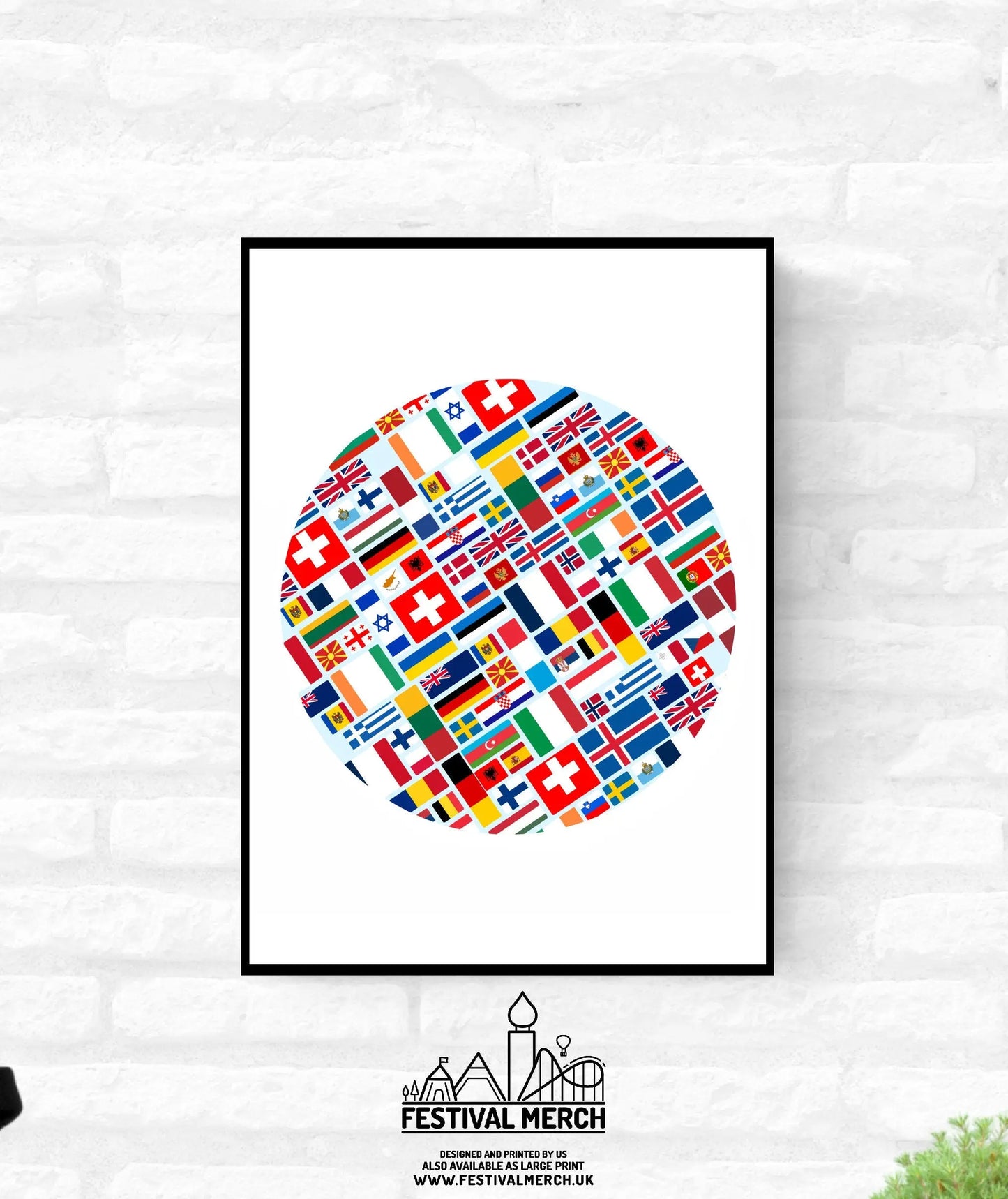Personalisable - Any words - Eurovision Inspired Premium Quality Print - Music Song Contest European Flags - Festival Merch