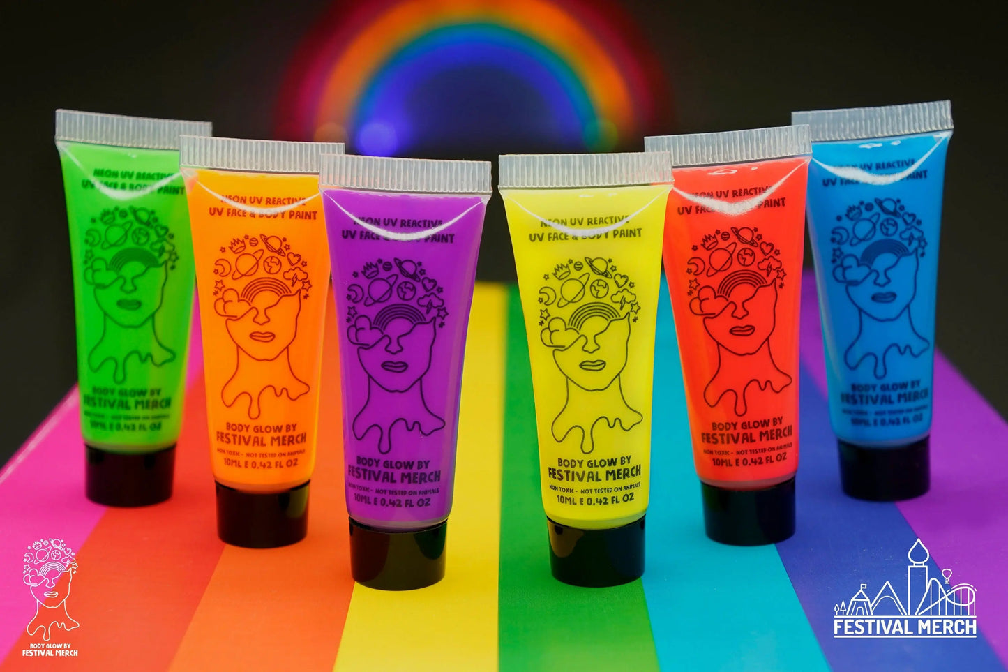 Best Deal! UV face paint BodyGlow Set of 6 Colours - Neon face and body paint - Festival Rave fancy dress rainbow party pride gay LGBT