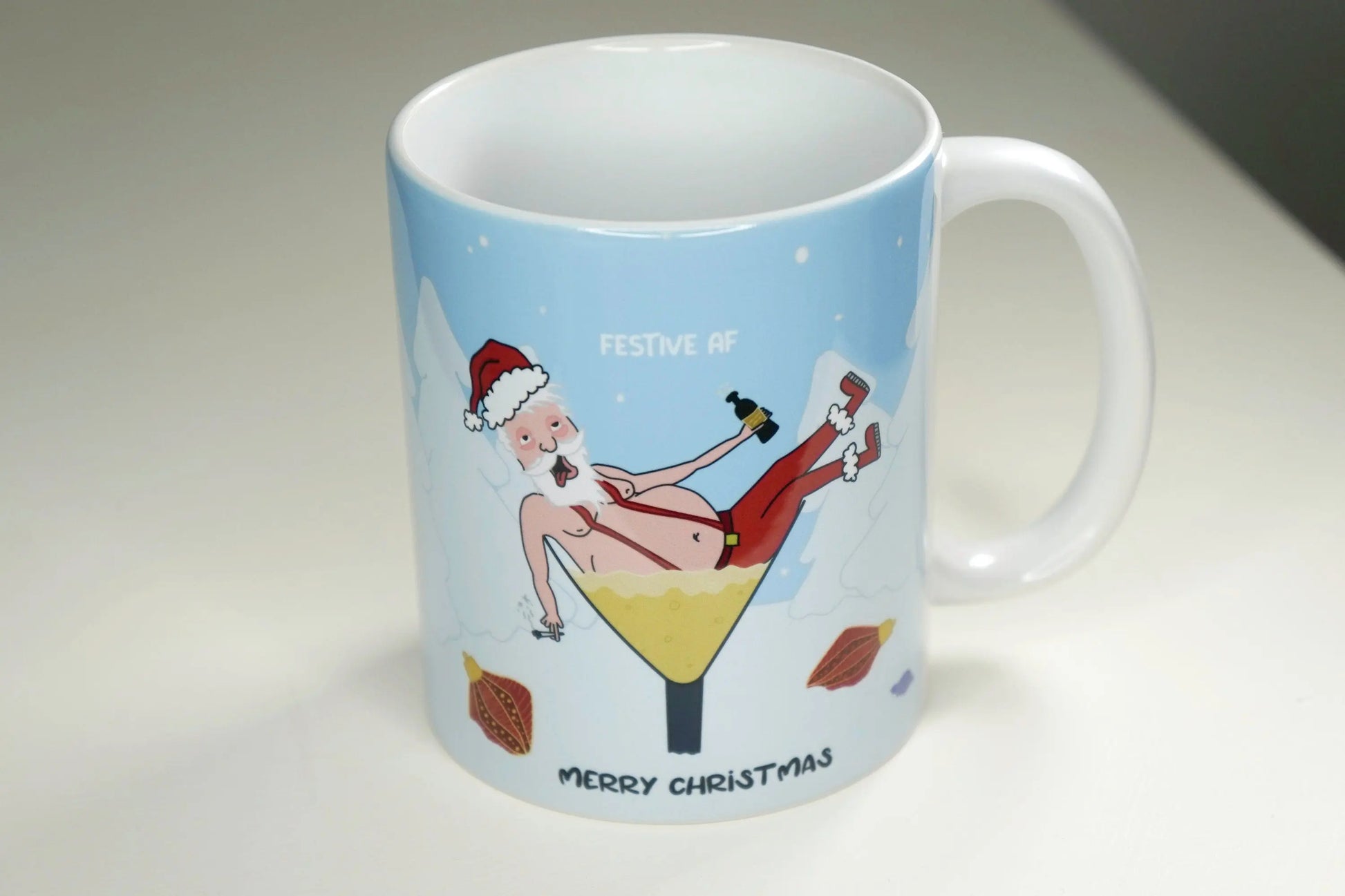 Funny Christmas Mug - Personalised Christmas gift - drunk santa - funny Christmas mug - festive AF - Any words
