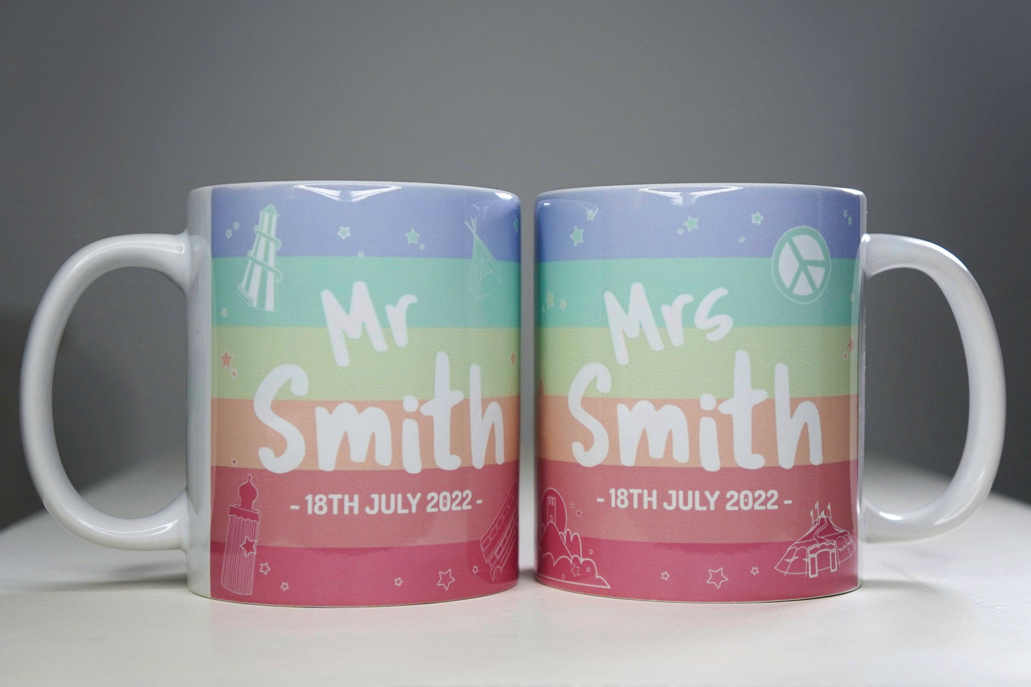 Personalised Wedding Mug - Mr & Mrs - Mr and Mr - Mrs and Mrs - Just married Gift Idea - Festival Wedding anniversary Gift gay marriage lgbt