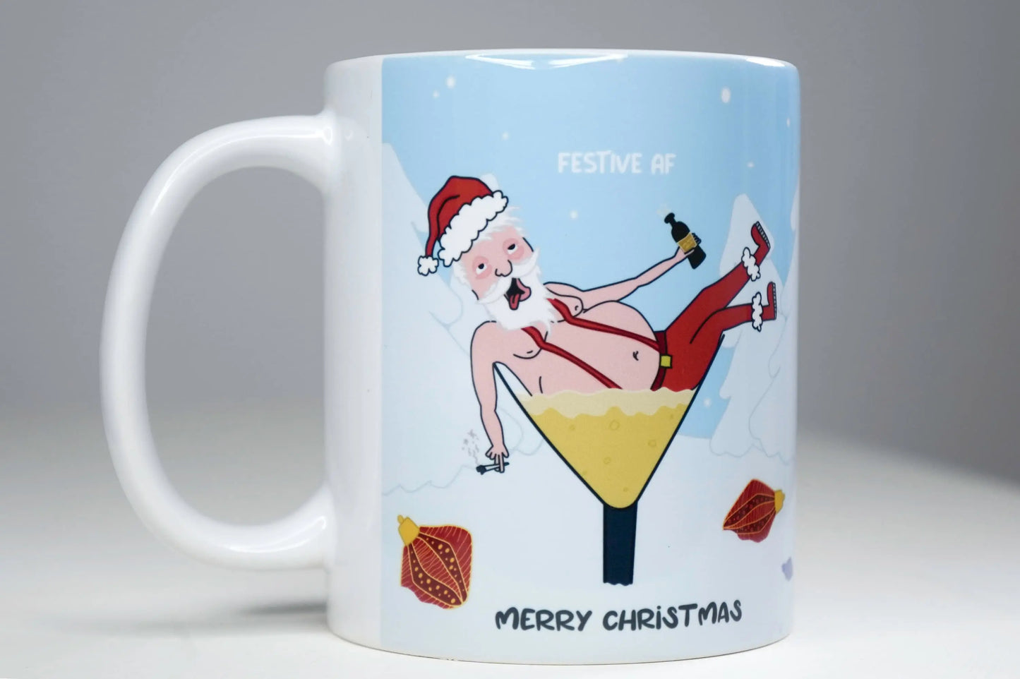 Funny Christmas Mug - Personalised Christmas gift - drunk santa - funny Christmas mug - festive AF - Any words