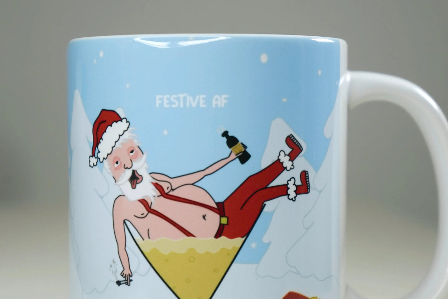 Funny Christmas Mug - Personalised Christmas gift - drunk santa - funny Christmas mug - festive AF - Any words