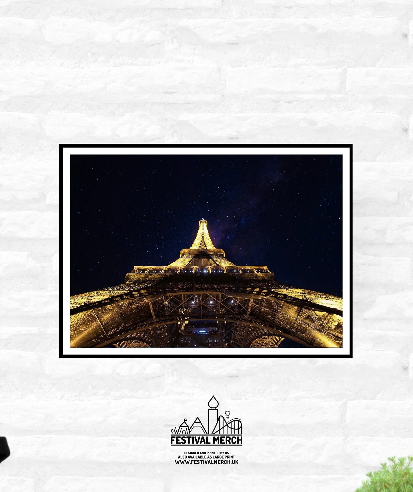 Paris Travel Print - Night Sky Eiffle Tower France at night - Office Home Decor - A4 A3 A2 - Festival Merch
