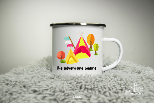 Personalised  12oz Couple Camping Mug - Glamping Wedding Anniversary Holiday Travel Mug Gift Enamel 350ml Festival Cup