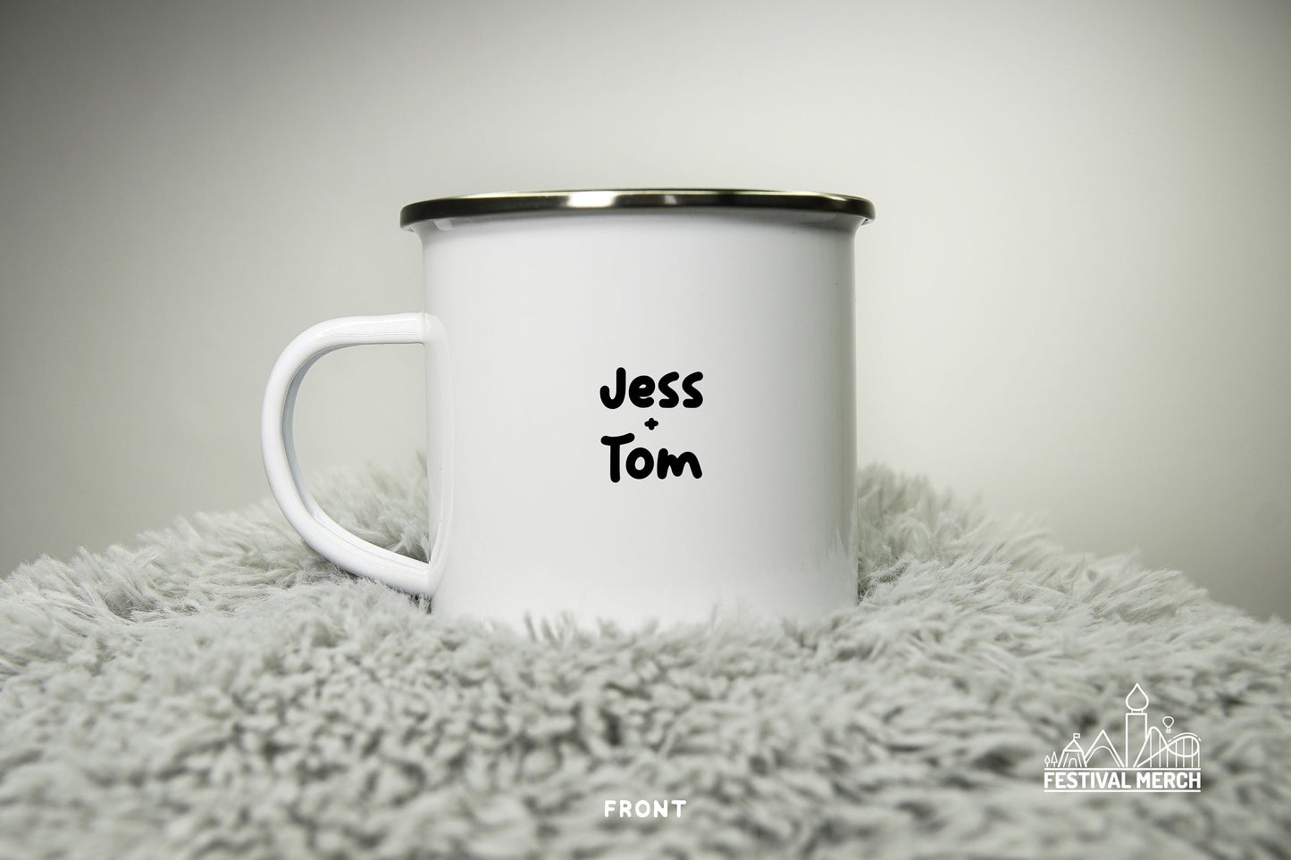 Personalised  12oz Couple Camping Mug - Glamping Wedding Anniversary Holiday Travel Mug Gift Enamel 350ml Festival Cup