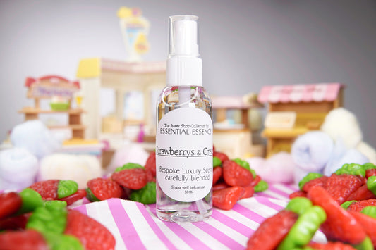 Strawberry's and Cream Room Spray - Linen Spray 50ml 5ml  Premium Fragrance Oil by Essential Essence™