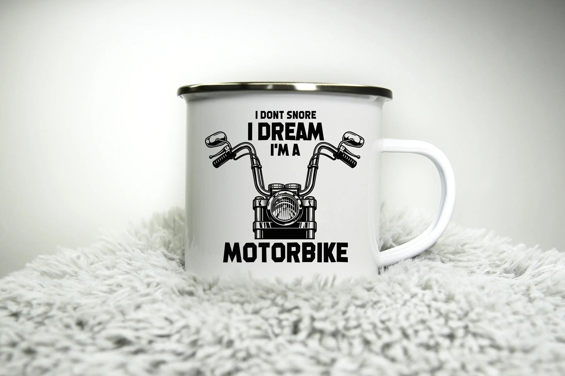 I dream I'm a motorbike - 12oz Camping Mug - Funny Rude inappropriate Motorbike Gift Biker for Dad Gift Biker Grandad Cup Road Racing