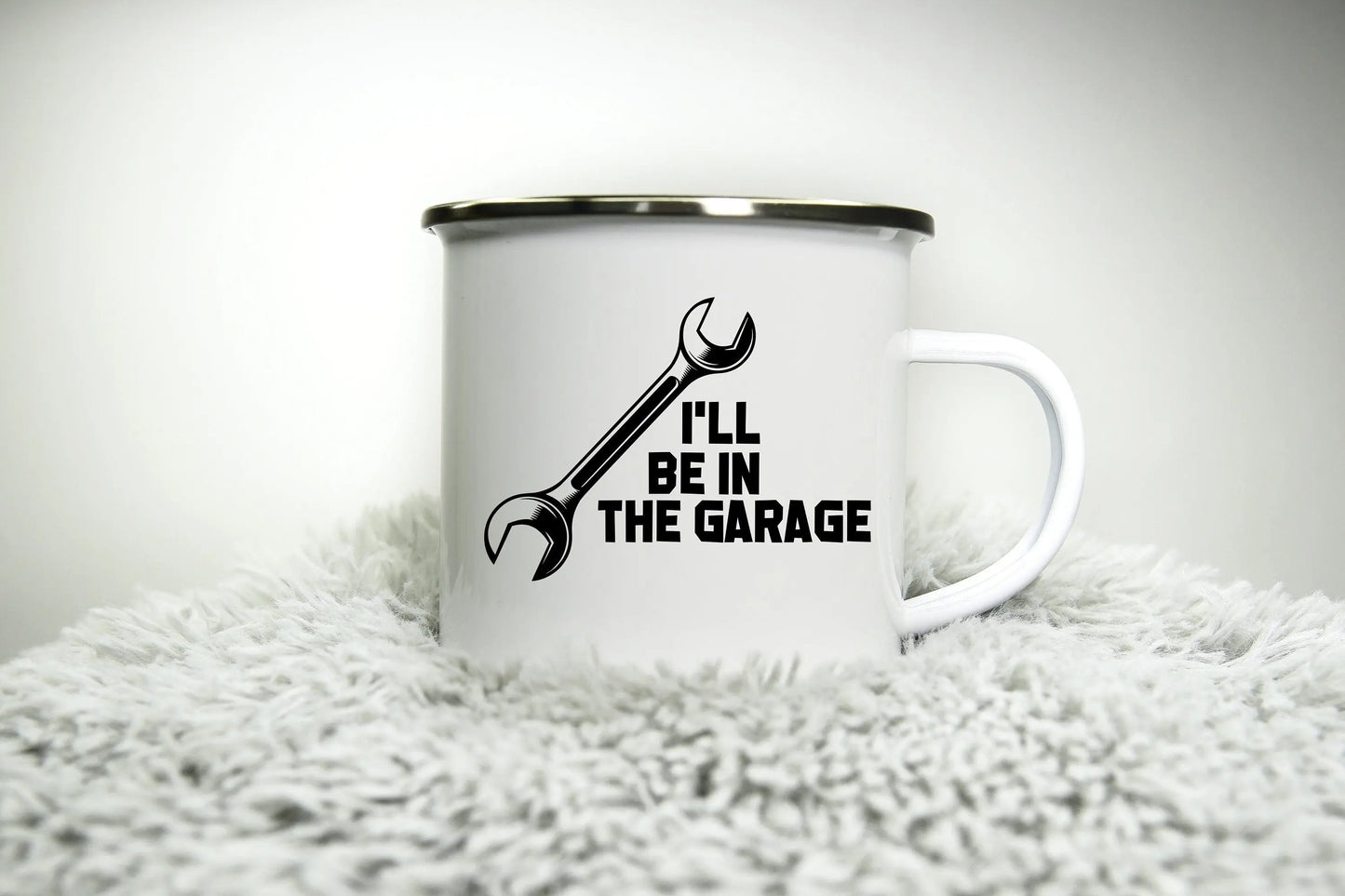 I'll Be in the Garage - 12oz Camping Mug - Mechanic Gift Car Motorbike Gift Biker for Dad Gift Biker Grandad Cup Road Racing