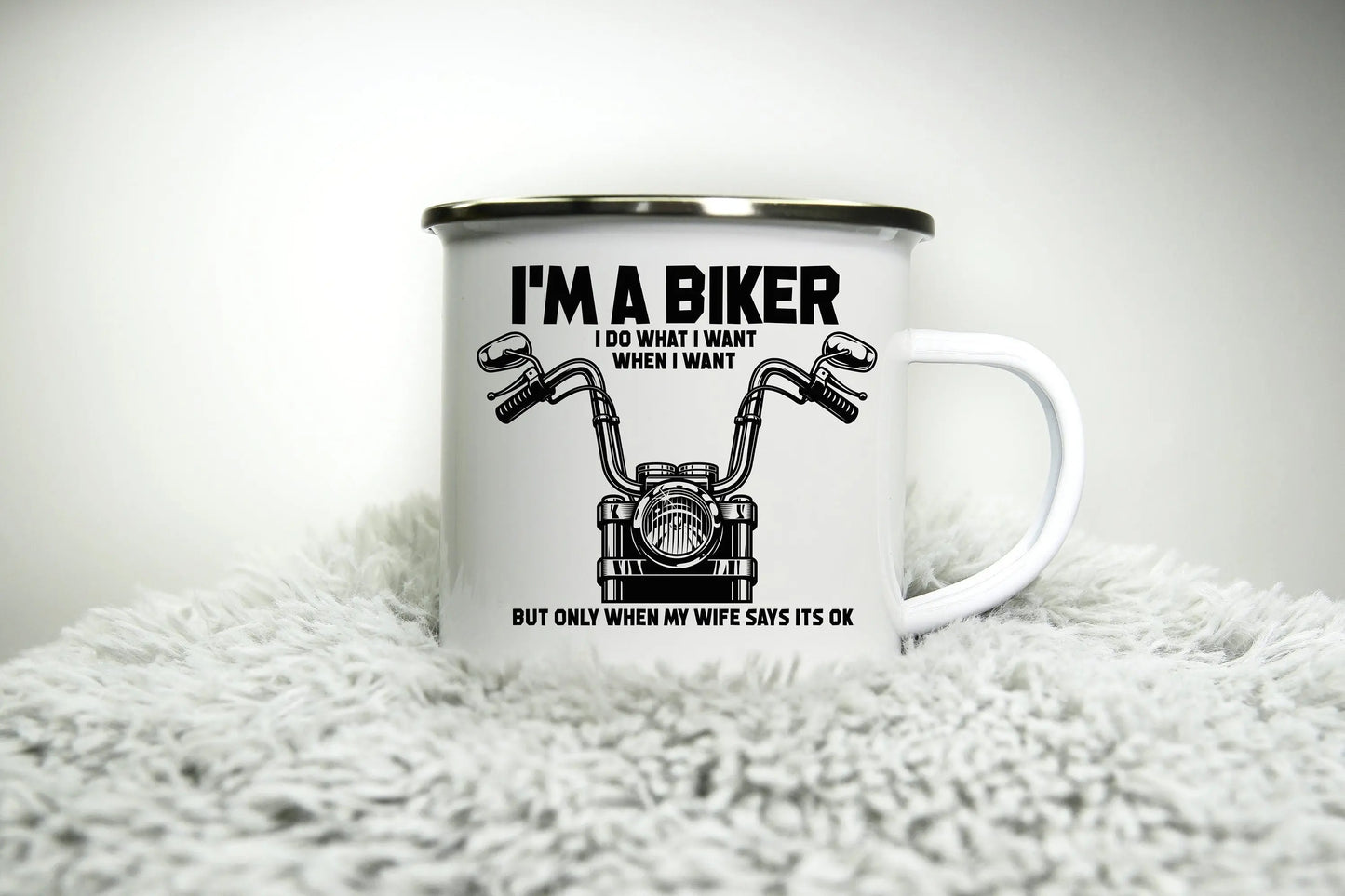 I'm a Biker Mug - 12oz Camping Mug - Funny Rude inappropriate Motorbike Gift for Dad Gift Biker Grandad Cup Road Racing Road trip mug