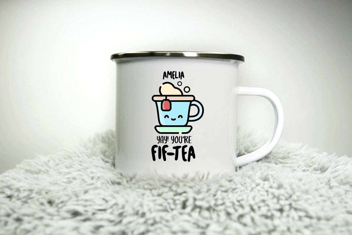 FIF TEA Mug - Happy 50th Birthday Mug - 12oz Camping Mug - Gift Birthday Anniversary Gift for Mum Cup Cute Funny Mother Best Mum Mummy