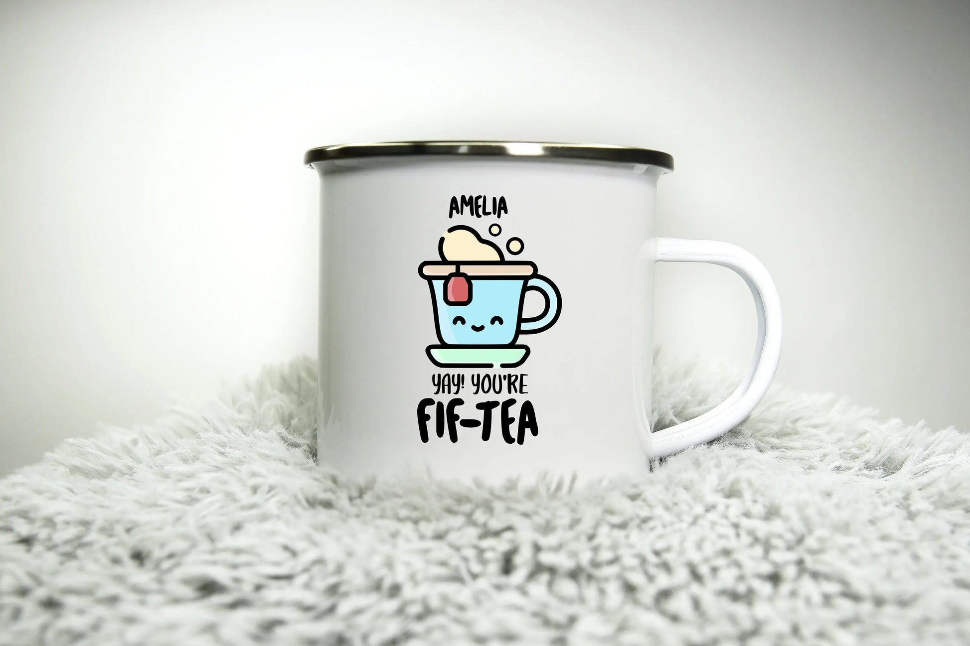 FIF TEA Mug - Happy 50th Birthday Mug - 12oz Camping Mug - Gift Birthday Anniversary Gift for Mum Cup Cute Funny Mother Best Mum Mummy