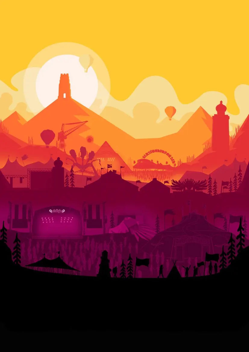 Personalised Music Festival Print (Unofficial) Sunset Print - A4 A3 A2 - music festival - Designed & Printed - Festival Merch