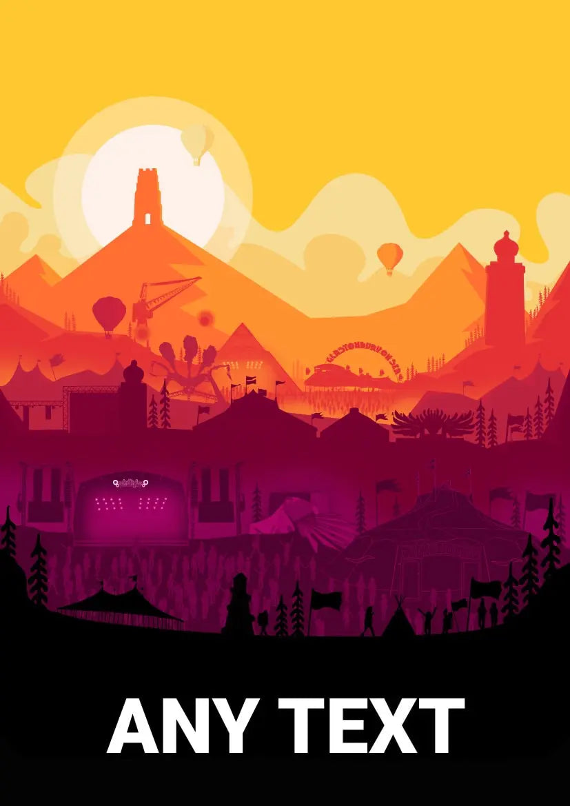 Personalised Music Festival Print (Unofficial) Sunset Print - A4 A3 A2 - music festival - Designed & Printed - Festival Merch