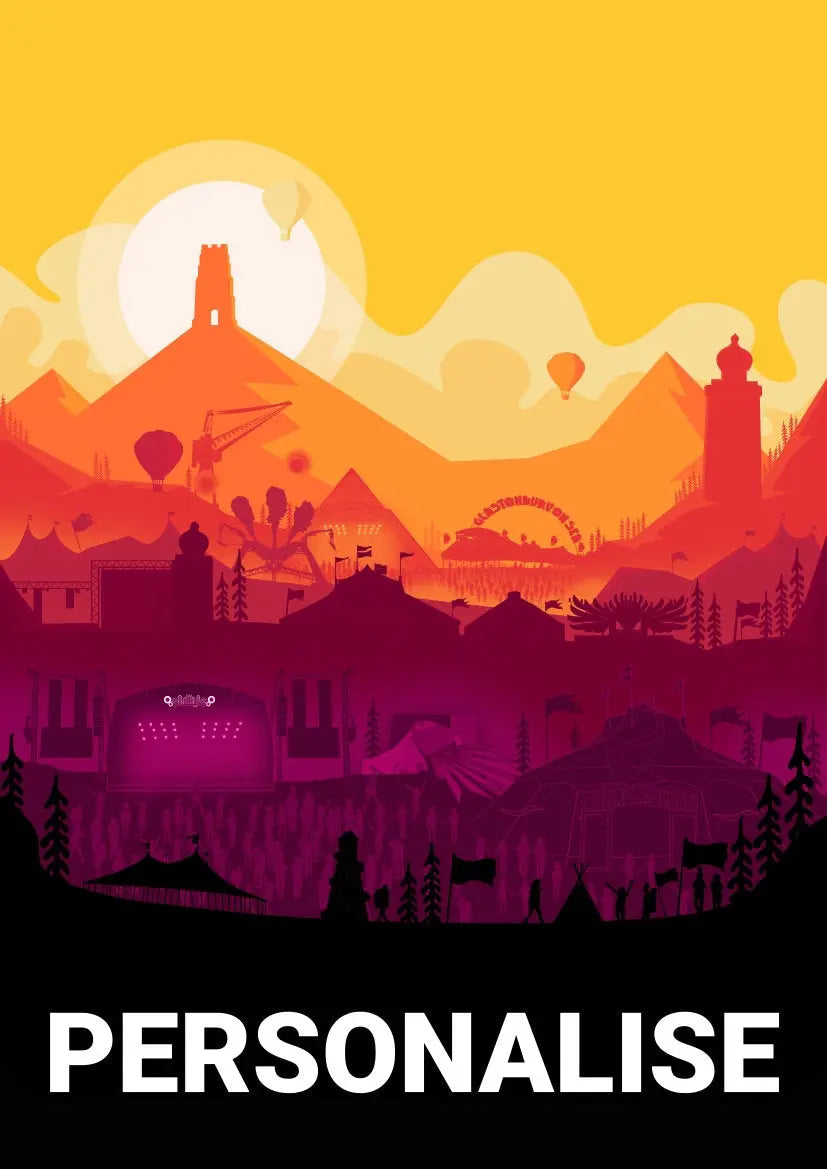 Personalised Music Festival Print (Unofficial) Sunset Print - A4 A3 A2 - music festival - Designed & Printed - Festival Merch