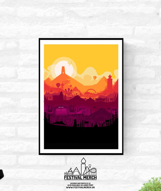 Personalised Music Festival Print (Unofficial) Sunset Print - A4 A3 A2 - music festival - Designed & Printed - Festival Merch