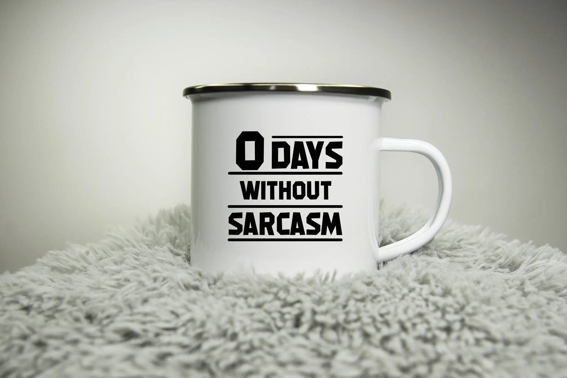 0 Days without sarcasm - 12oz Camping Mug - funny cup gift for Dad - rude mug office cup office mug funny gift cheeky Road trip mug