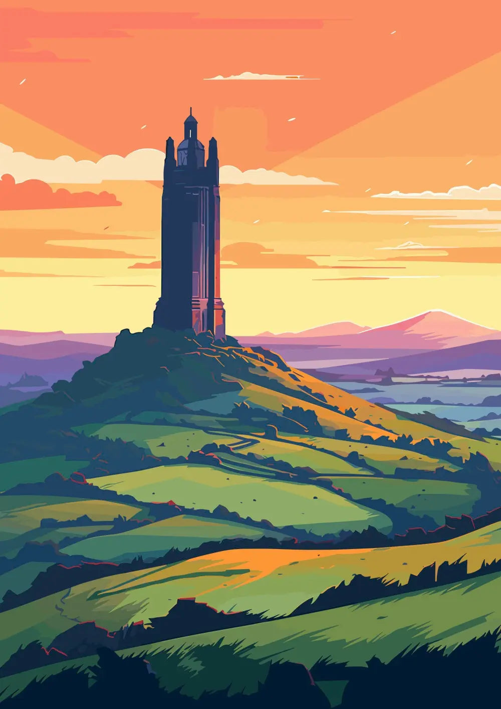 Personalisable Glastonbury Tor Print - A4 A3 A2 - Music Festival Poster - Festival Merch